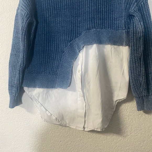 Pilcro Anthropologie Asymmetrical twofer Ribbed Sweater vintage wash blue - Picture 5 of 9
